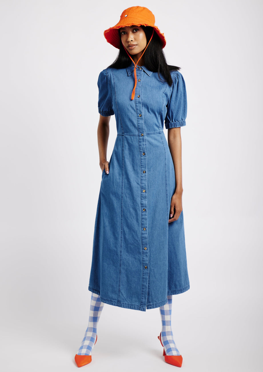 Elegant & Comfy Women's Denim Shirt Dress Casual Daily Dresses On Sale! |  Casual denim dress, Denim shirt dress women, Denim maxi dress